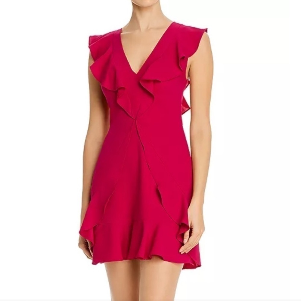 BCBGMaxAzria Fuchsia Ruffle Mini Dress